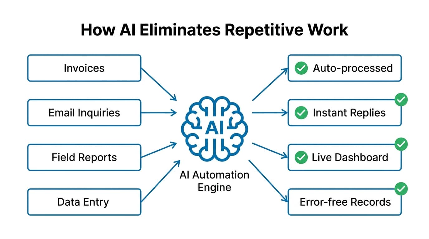 Diagram explaining: How Small Businesses Can Start Using AI Without a Huge Budget